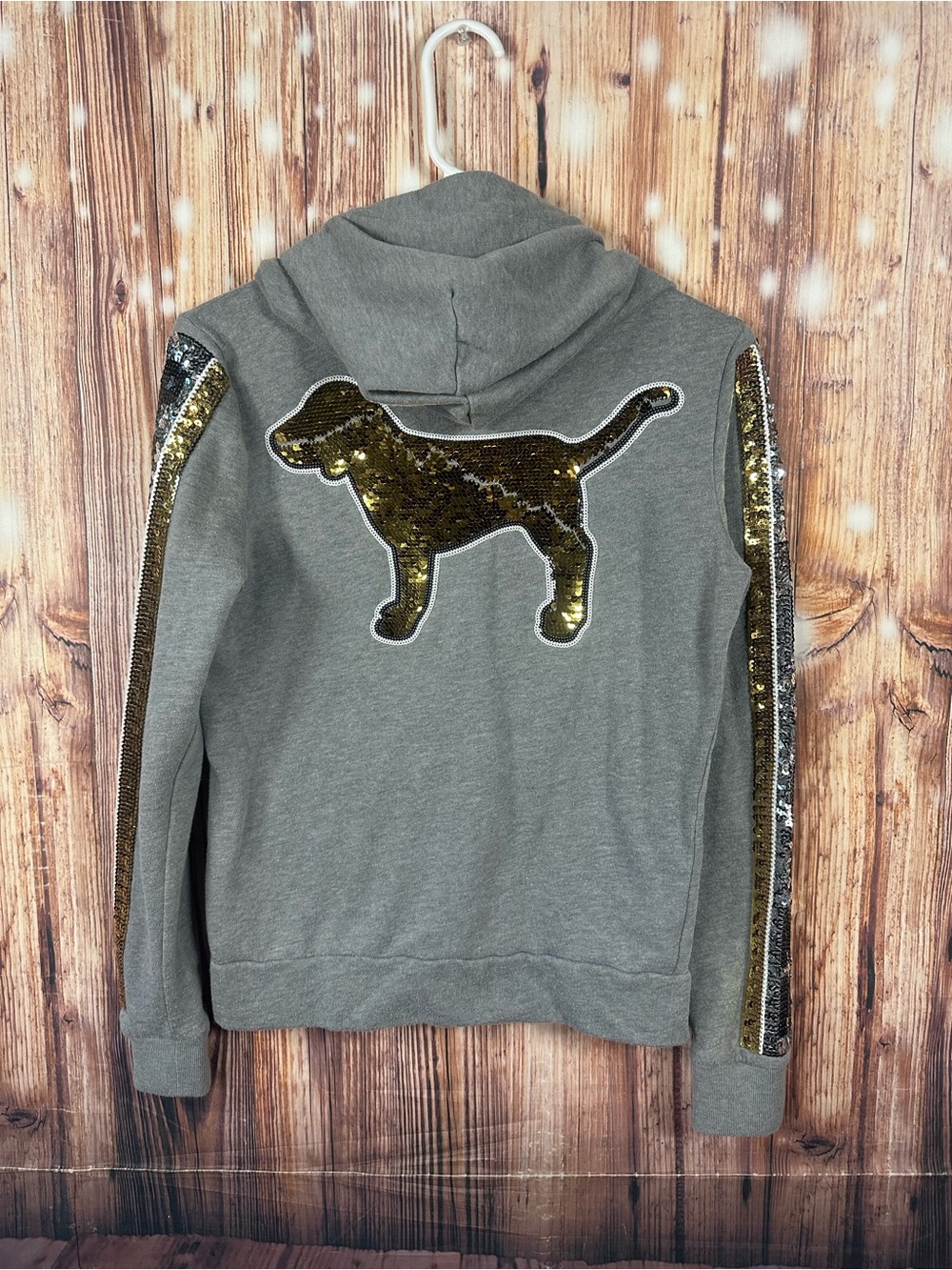 VS PINK Sequins Perfect Full Zip Hoodie Gray  Size XS
